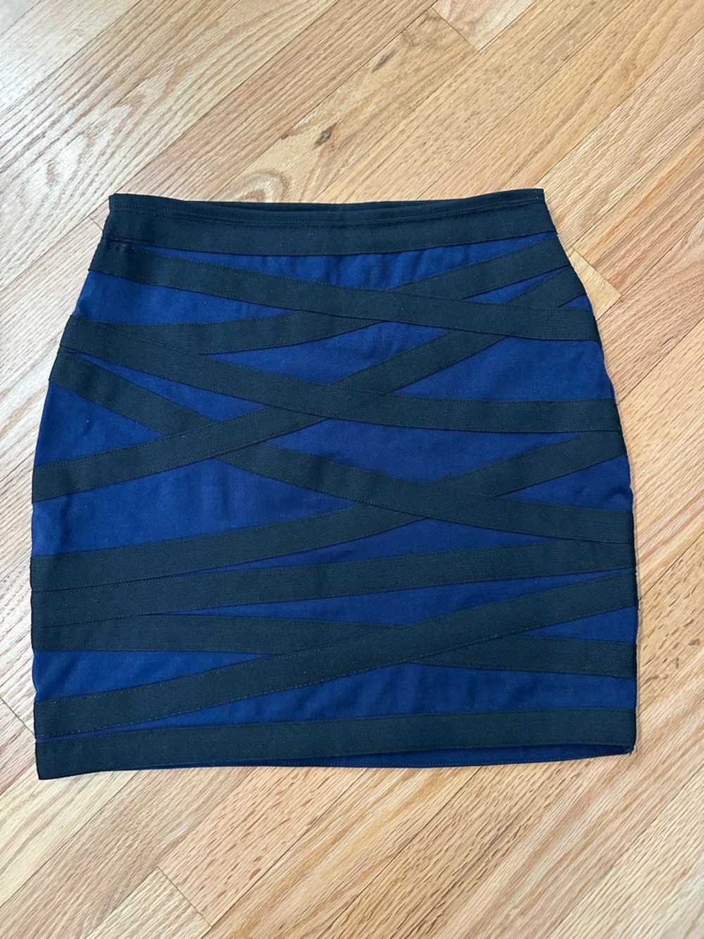 Express Navy and Black Crisscross Mini Skirt